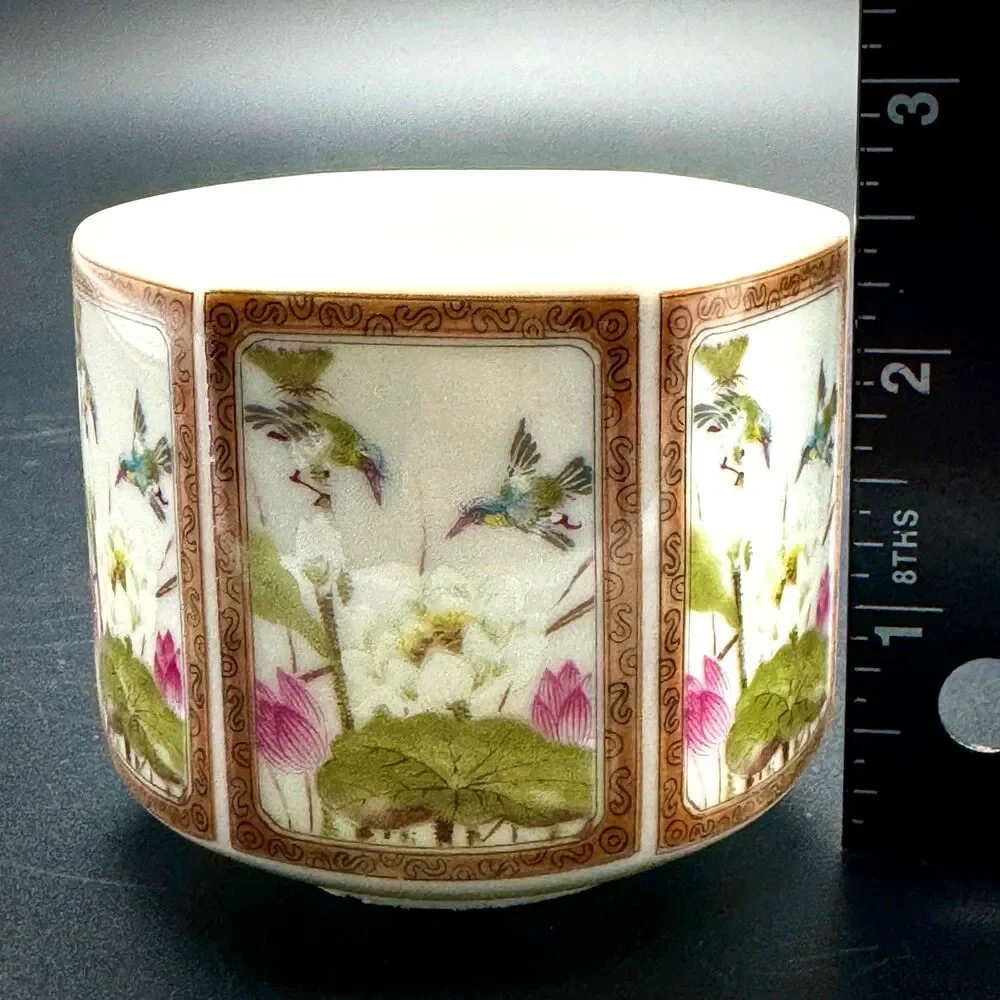 Toyo Ming Lotus Japan Porcelain Tea Warmer Set Teapot 6 Cups Hexagon Chinoiserie